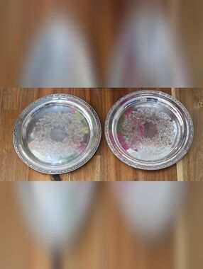 Vintage Oneida Silver Serving Trays - Pair